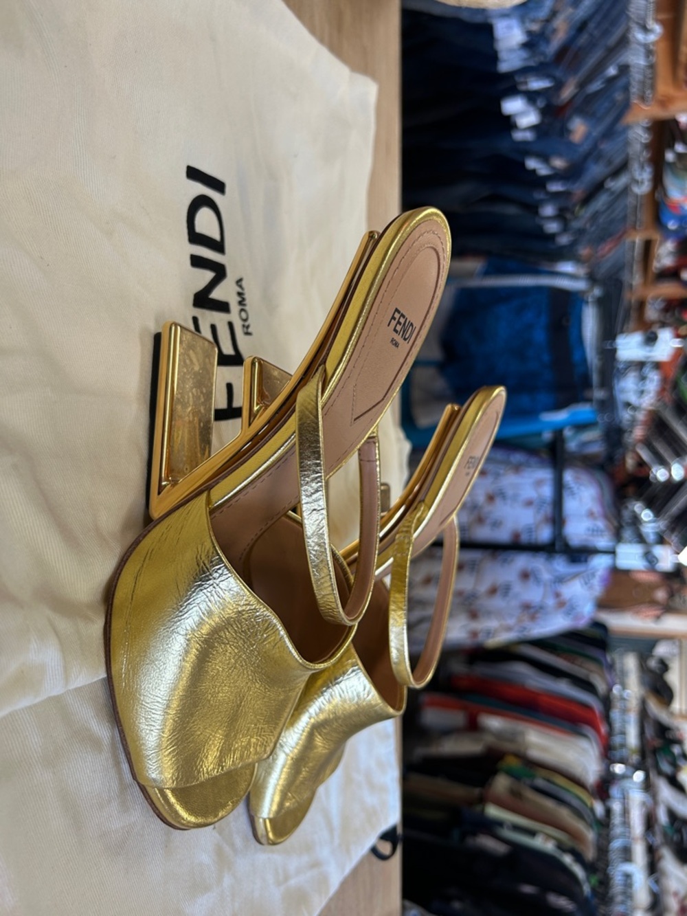 Fendi First gold lambskin Heels size 37 - Picture 2 of 8